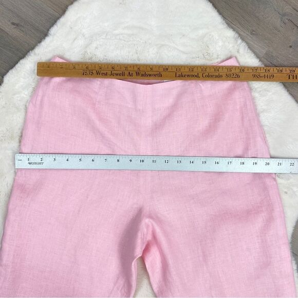 David N Hanky Linen Crop Capri Pants Pink 10 - Picture 7 of 8